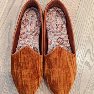 Birdies Heron Flat in Crushed Carnelian Velvet, Women's Size 9.5